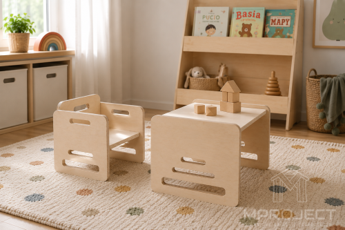 Drewniane biurko dla dziecka w stylu Montessori