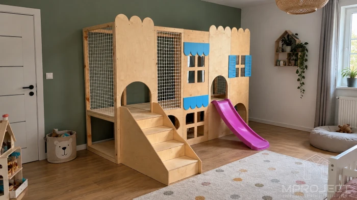 Modułowy plac zabaw do pokoju dziecka przykładowa aranżacja