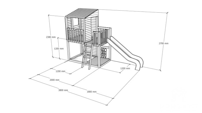 kompaktowy plac zabaw z drewna