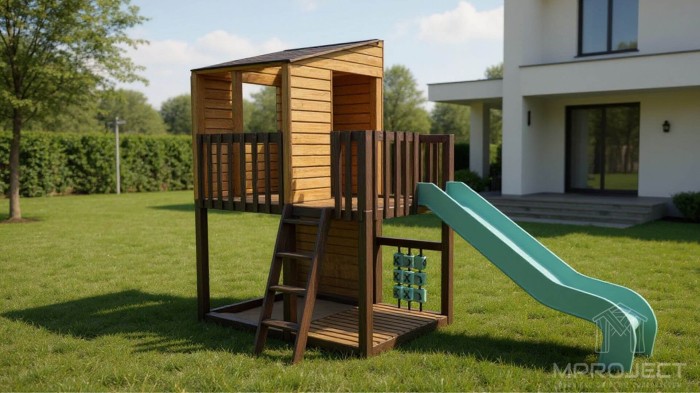 kompaktowy plac zabaw z drewna