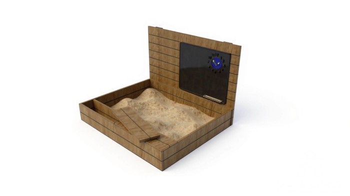 edukacyjna piaskownica z tablicą