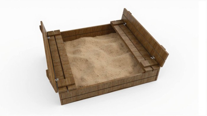 zamykana piaskownica z ławeczką