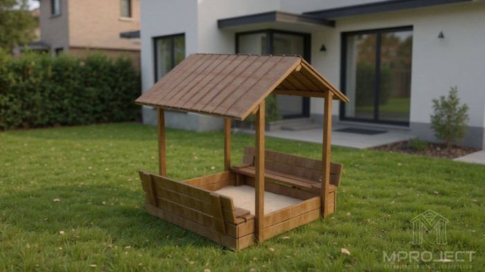 zamykana piaskownica z daszkiem