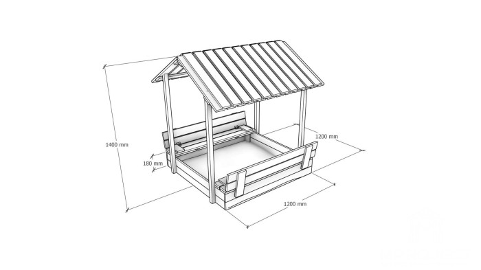 zamykana piaskownica z daszkiem