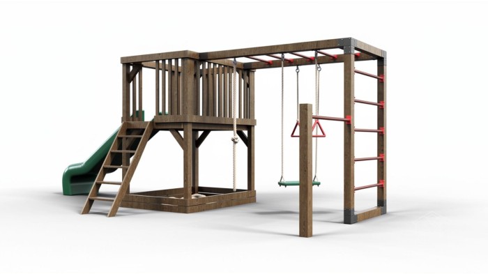 nowoczesny plac zabaw z drewna