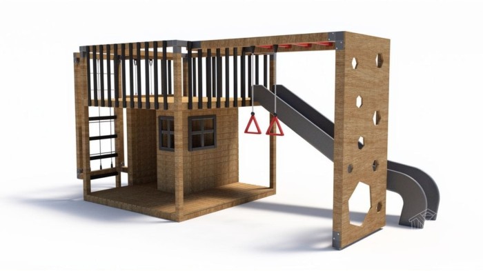nowoczesny plac zabaw z drewna